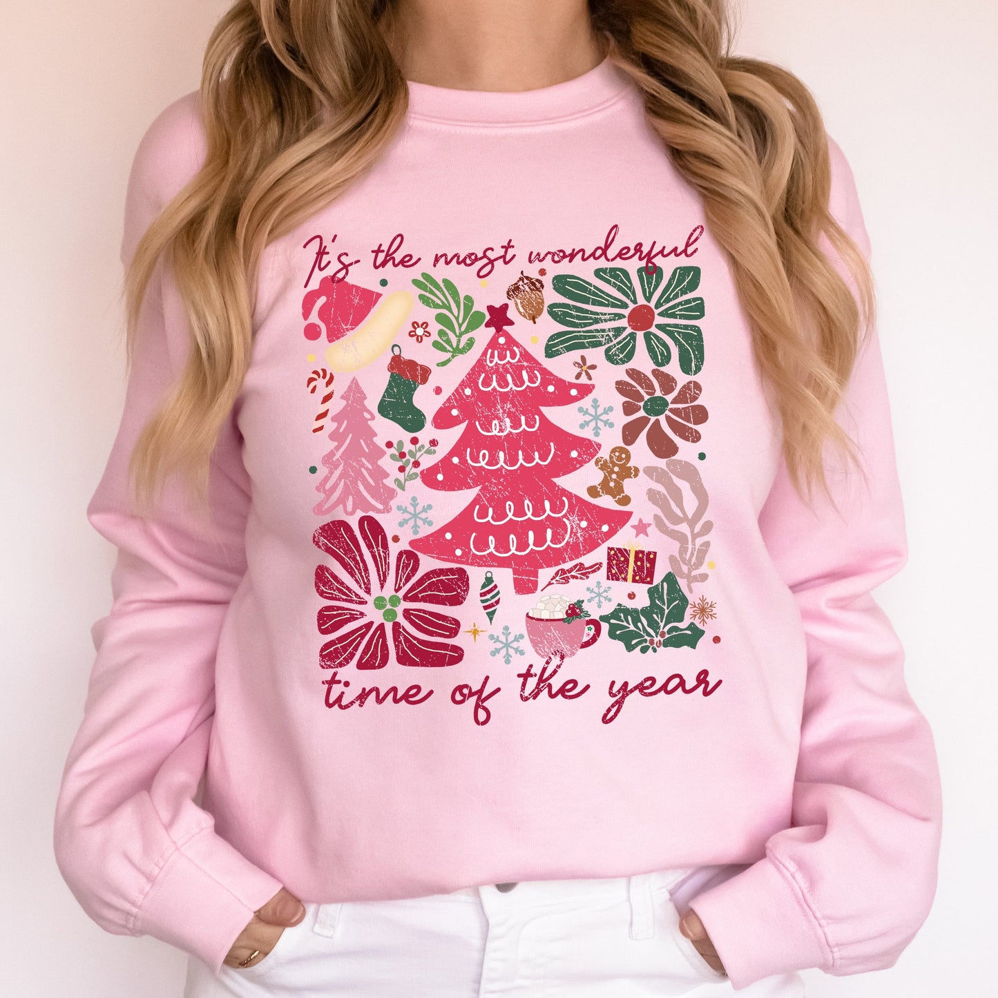 It's The Most Wonderful Time Of The Year, Floral, Christmas, Botanical Sweatshirt