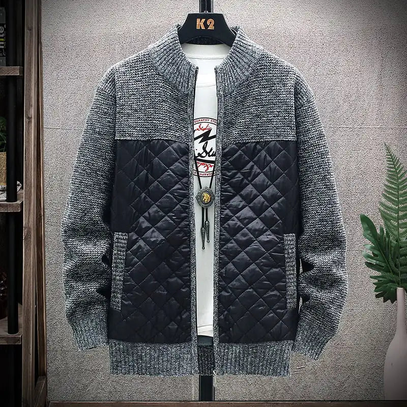 Thick Plush Stitched Sweater Jacket