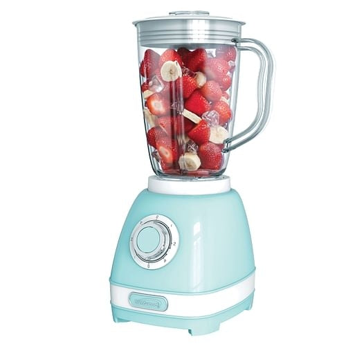 Brentwood JB-330BL 2 Speed Retro Blender in Blue with 50 Ounce Plastic | Kitchen + Metal
