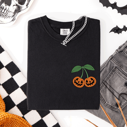 Jack o Lantern, Cherry, Halloween, Cute, Vintage, Retro, Comfort Colors T-Shirt