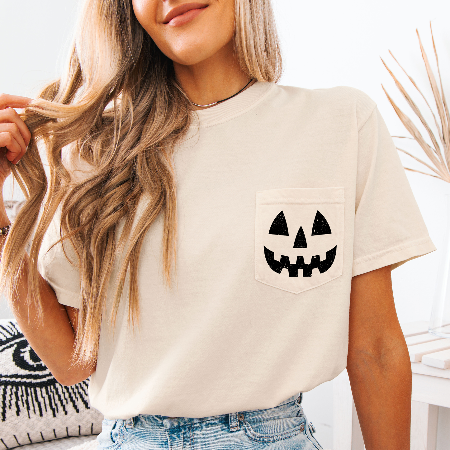Jack o Lantern, Cute, Halloween, Pocket, Comfort Colors Pocket T-Shirt