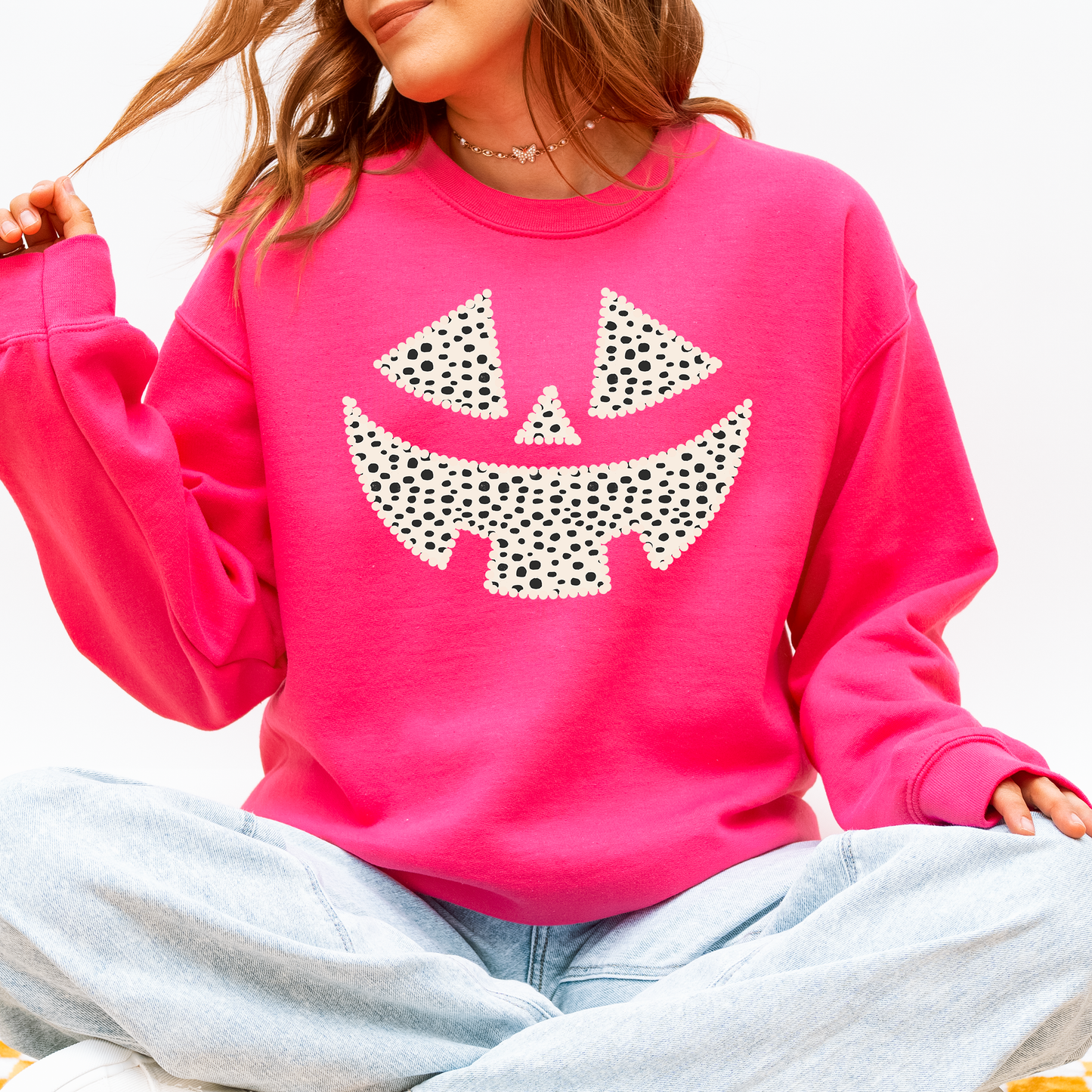 Jack o Lantern, Dalmatian Print, Halloween Sweatshirt