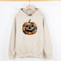Jack-o-Lantern, Faux Quilt Pumpkin, Halloween, Fall, Autumn, Graphic Hoodie, Hooded Sweatshirt