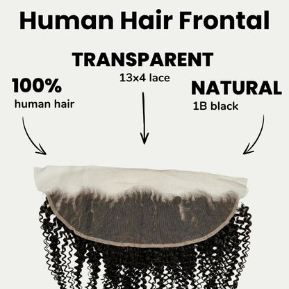 Jerry Curl 13x4 Transparent Lace Human Hair Frontal