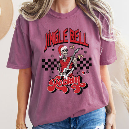Jingle Bell Rocking, Skeleton, Rock Music, Retro, Comfort Colors, Tshirt