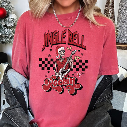 Jingle Bell Rocking, Skeleton, Rock Music, Retro, Comfort Colors, Tshirt