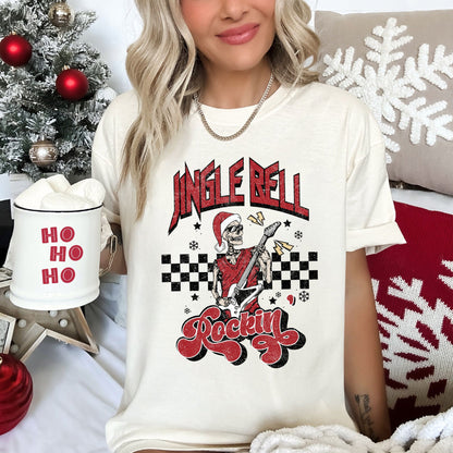 Jingle Bell Rocking, Skeleton, Rock Music, Retro, Comfort Colors, Tshirt