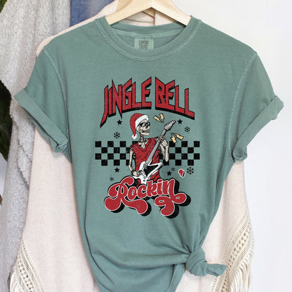 Jingle Bell Rocking, Skeleton, Rock Music, Retro, Comfort Colors, Tshirt