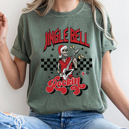 Jingle Bell Rocking, Skeleton, Rock Music, Retro, Comfort Colors, Tshirt