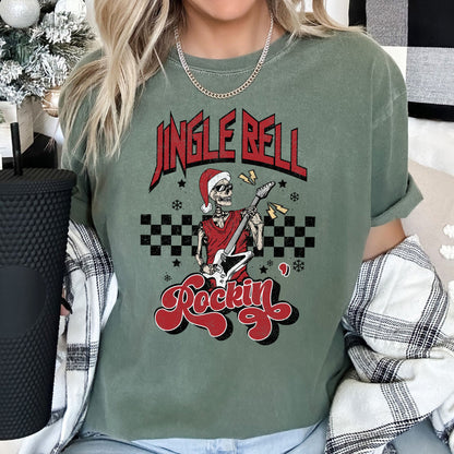 Jingle Bell Rocking, Skeleton, Rock Music, Retro, Comfort Colors, Tshirt