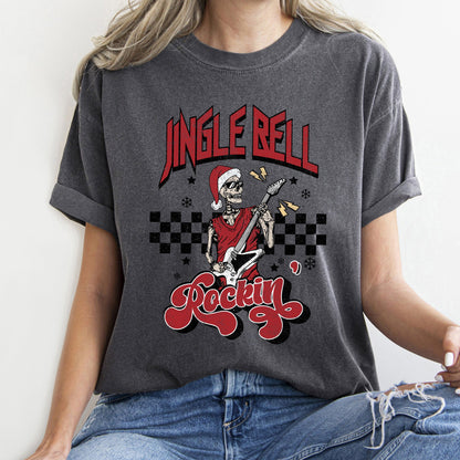 Jingle Bell Rocking, Skeleton, Rock Music, Retro, Comfort Colors, Tshirt