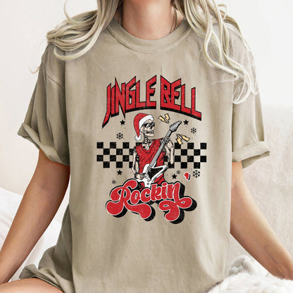 Jingle Bell Rocking, Skeleton, Rock Music, Retro, Comfort Colors, Tshirt