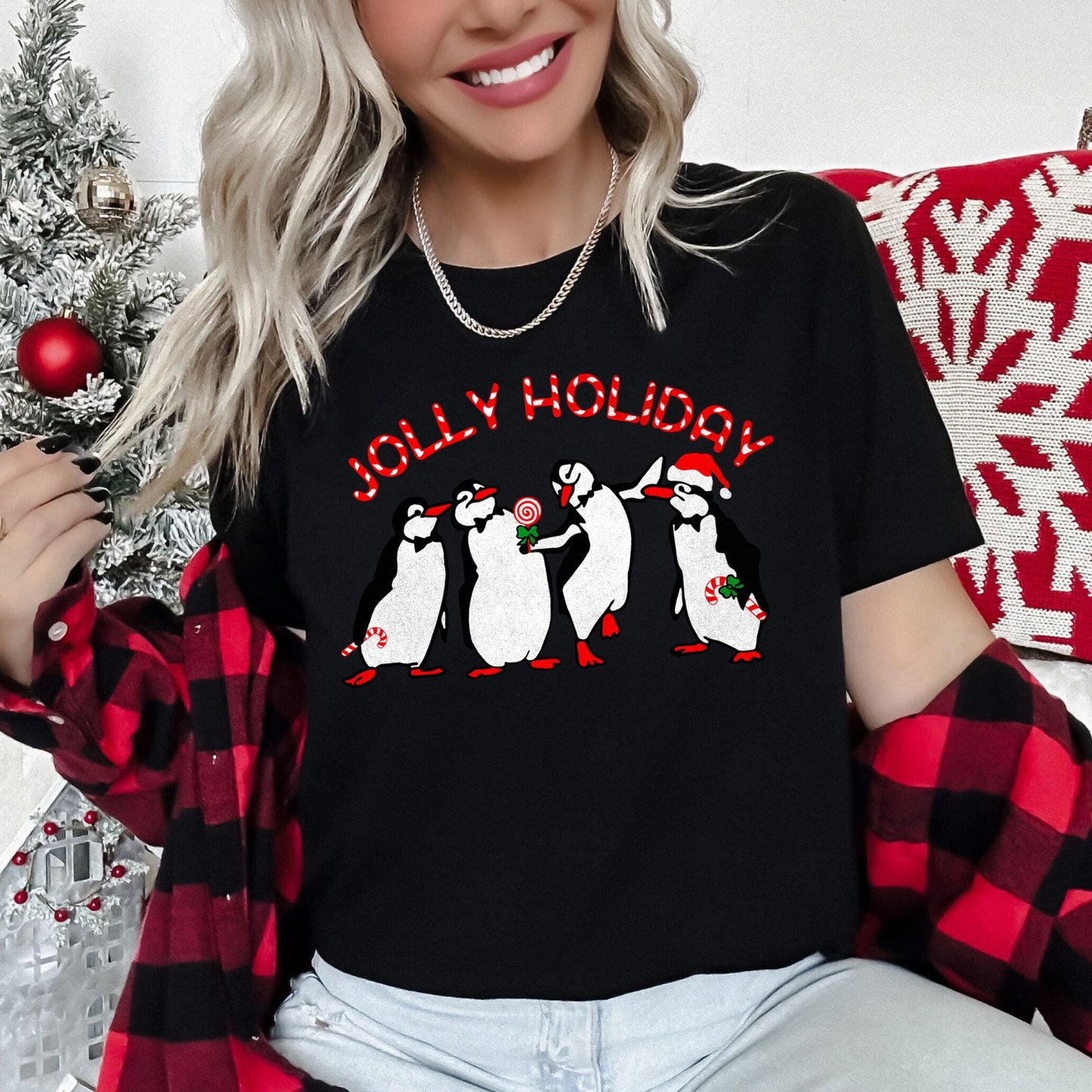 Jolly Holiday, Penguins, Christmas Super Soft Tees