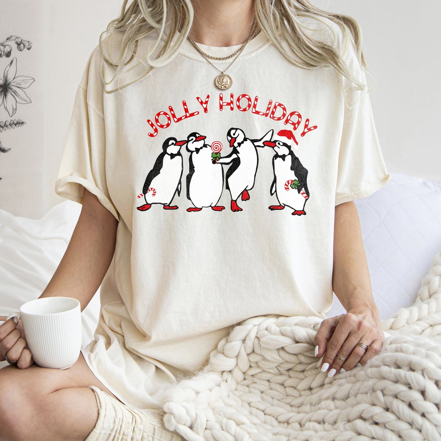 Jolly Holiday, Penguins, Christmas, Comfort Colors, Tshirt