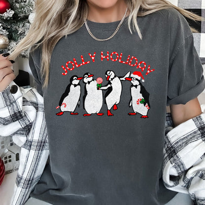 Jolly Holiday, Penguins, Christmas, Comfort Colors, Tshirt