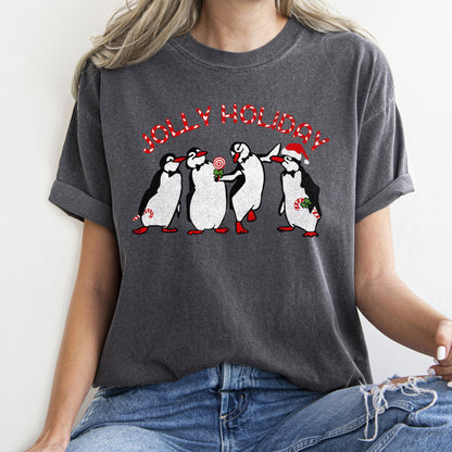 Jolly Holiday, Penguins, Christmas, Comfort Colors, Tshirt