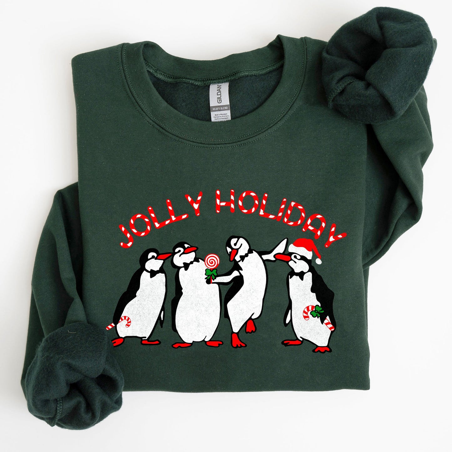 Jolly Holiday, Penguins, Christmas, Winter, Santa Sweatshirt