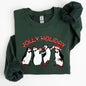 Jolly Holiday, Penguins, Christmas, Winter, Santa Sweatshirt