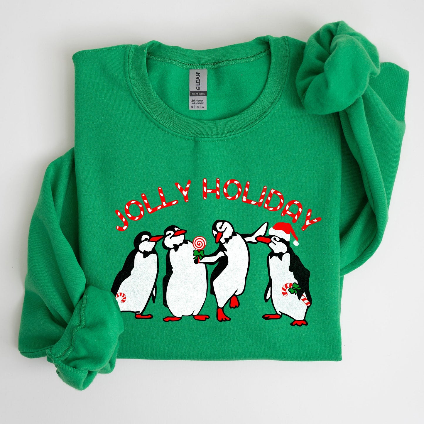 Jolly Holiday, Penguins, Christmas, Winter, Santa Sweatshirt