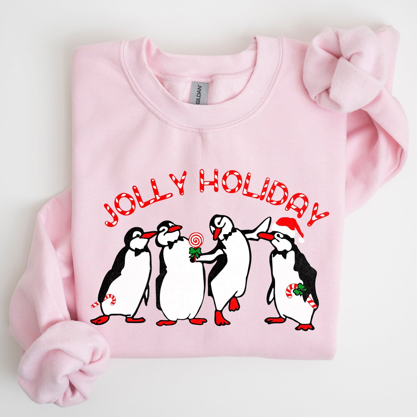 Jolly Holiday, Penguins, Christmas, Winter, Santa Sweatshirt