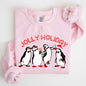 Jolly Holiday, Penguins, Christmas, Winter, Santa Sweatshirt