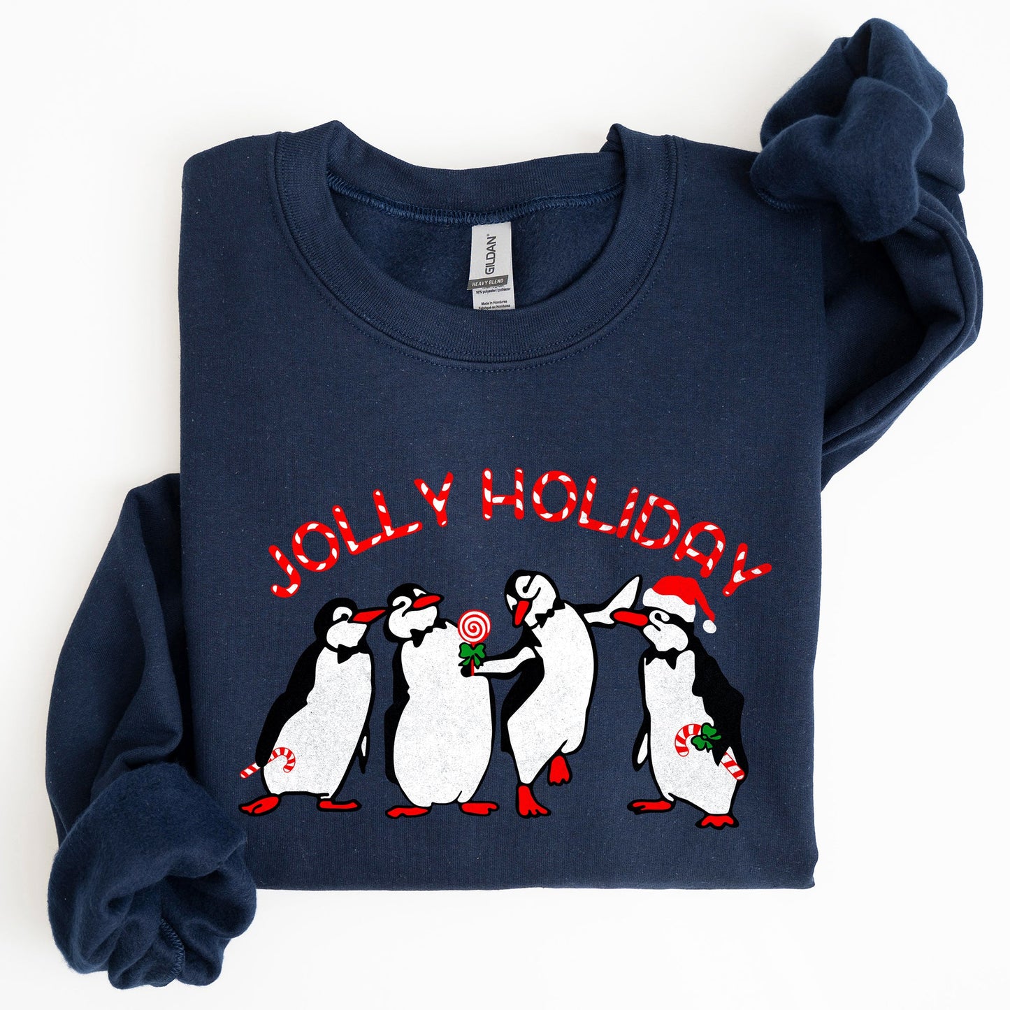 Jolly Holiday, Penguins, Christmas, Winter, Santa Sweatshirt