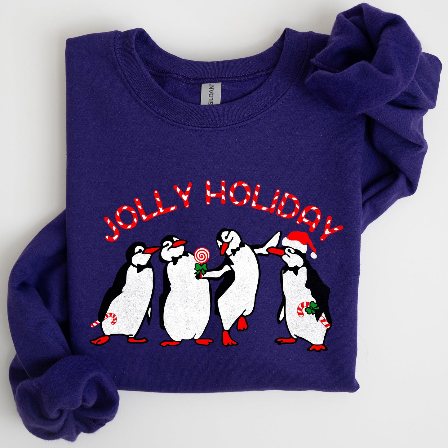 Jolly Holiday, Penguins, Christmas, Winter, Santa Sweatshirt