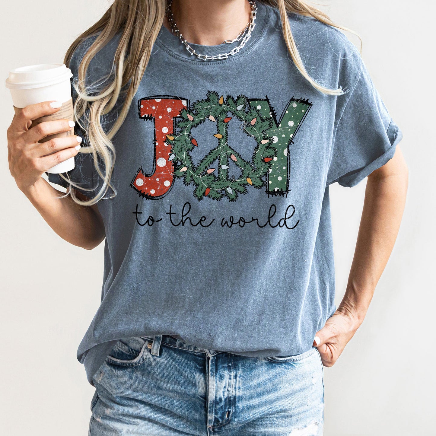Joy To The World, Peace Wreath, Christmas, Comfort Colors, Tshirt