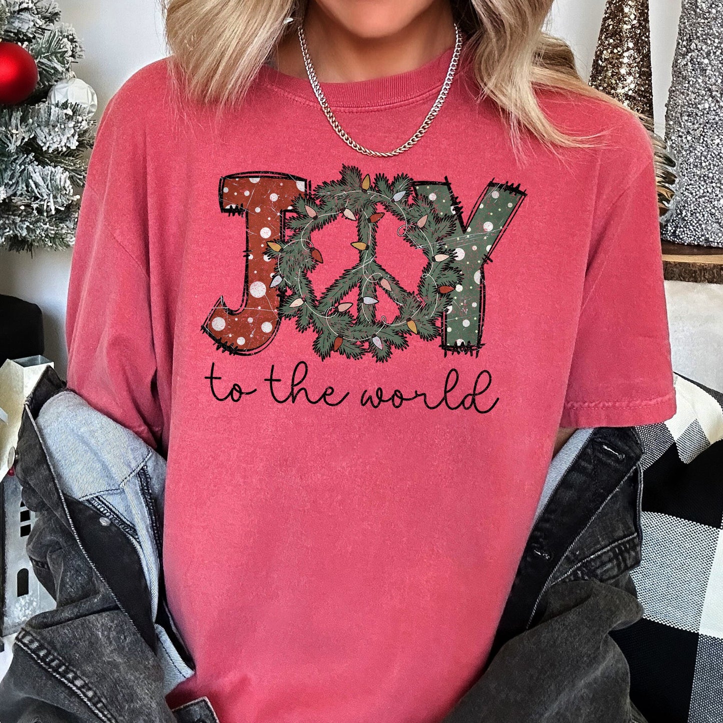 Joy To The World, Peace Wreath, Christmas, Comfort Colors, Tshirt