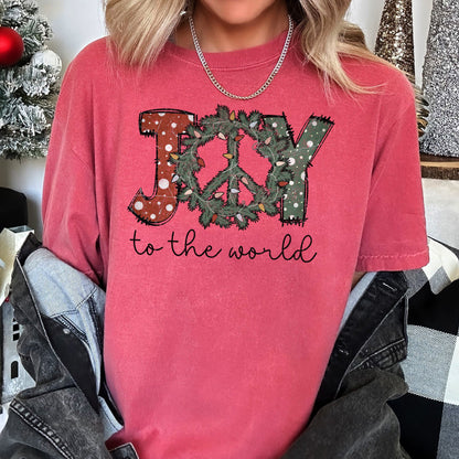 Joy To The World, Peace Wreath, Christmas, Comfort Colors, Tshirt