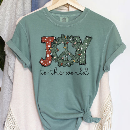 Joy To The World, Peace Wreath, Christmas, Comfort Colors, Tshirt