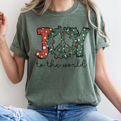 Joy To The World, Peace Wreath, Christmas, Comfort Colors, Tshirt