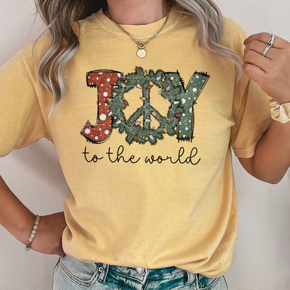 Joy To The World, Peace Wreath, Christmas, Comfort Colors, Tshirt