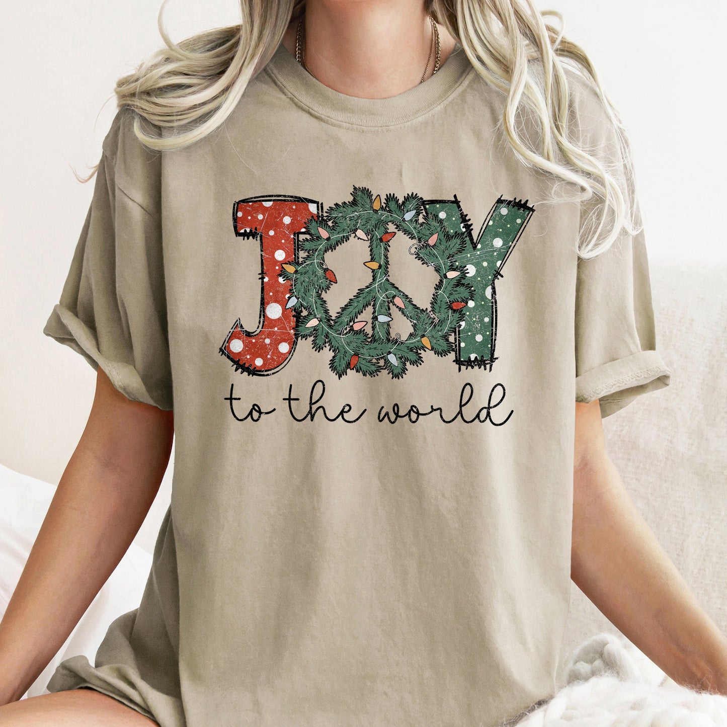 Joy To The World, Peace Wreath, Christmas, Comfort Colors, Tshirt