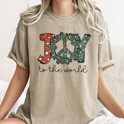 Joy To The World, Peace Wreath, Christmas, Comfort Colors, Tshirt