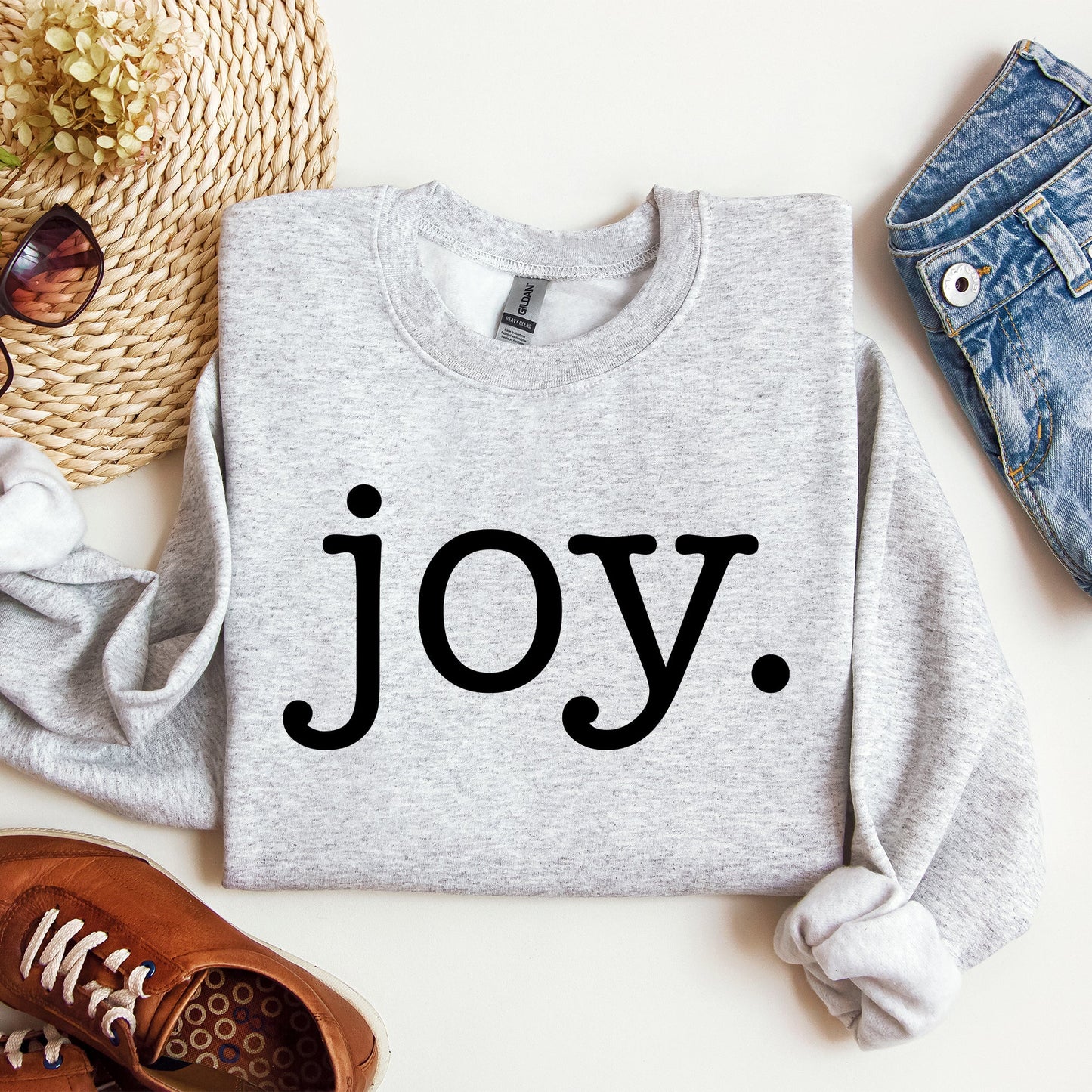 Joy, Classic Minimalist, Christmas, Winter, Snow, Santa, Sweatshirt