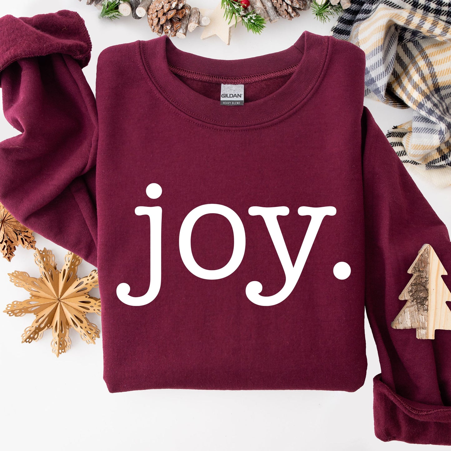 Joy, Classic Minimalist, Christmas, Winter, Snow, Santa, Sweatshirt