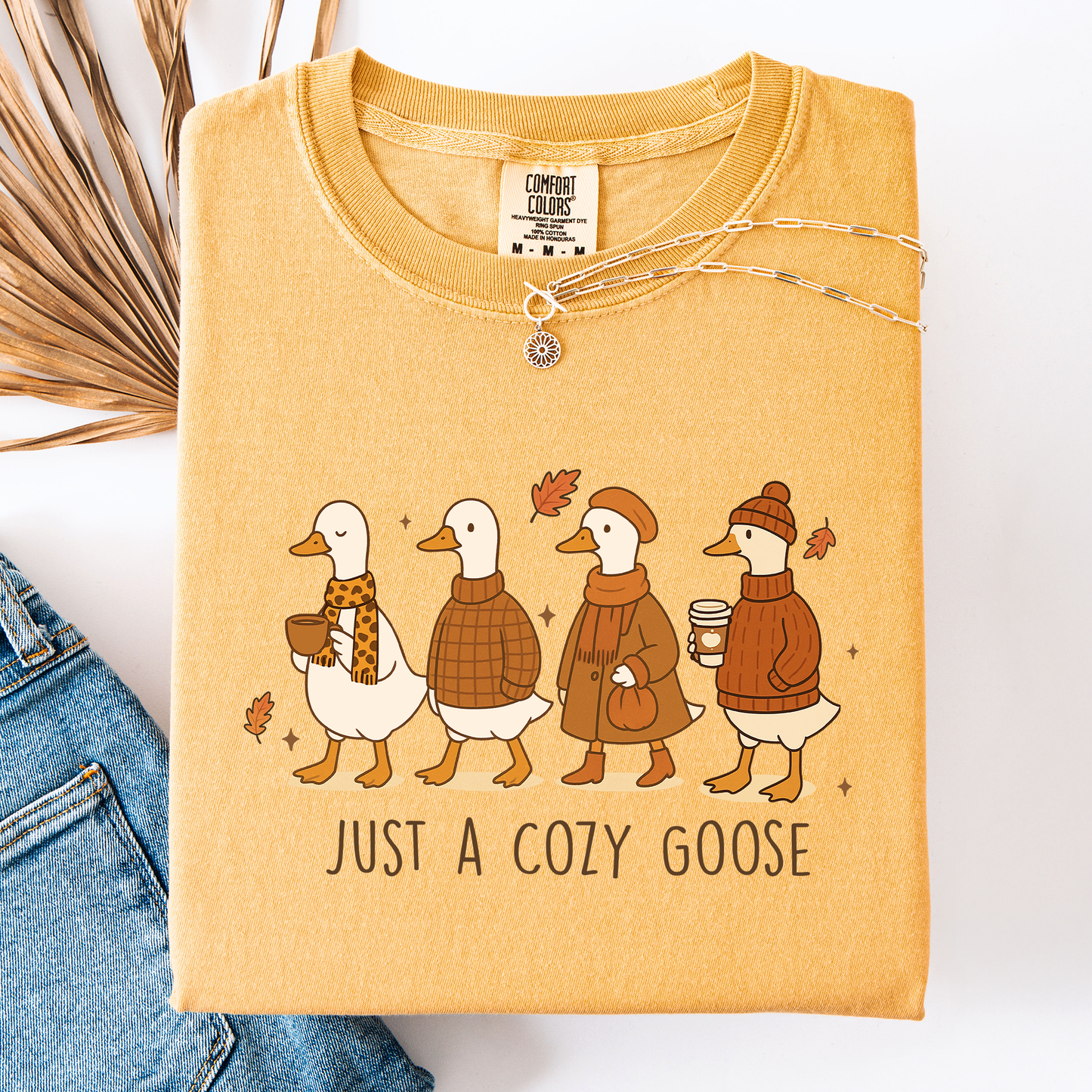 Just A Cozy Goose, Cute, Autumn, Fall, Pumpkin Spice, Comfort Colors T-Shirt