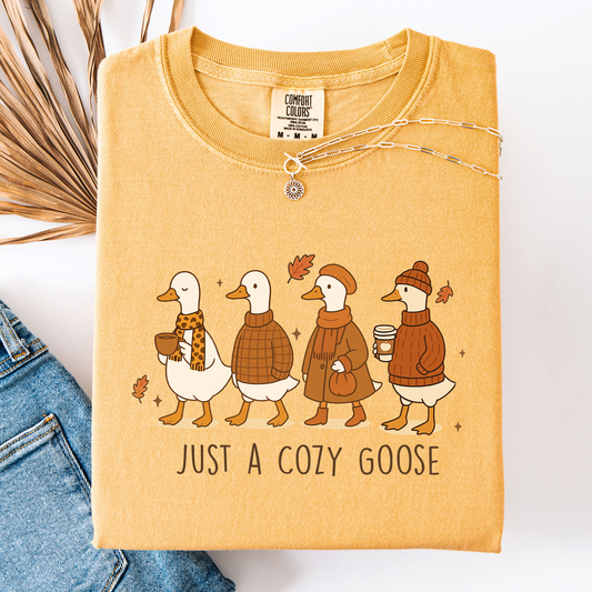Just A Cozy Goose, Cute, Autumn, Fall, Pumpkin Spice, Comfort Colors T-Shirt