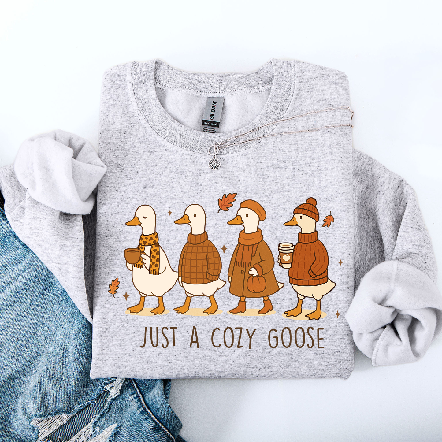 Just A Cozy Goose, Cute, Autumn, Fall, Pumpkin Spice Sweatshirt