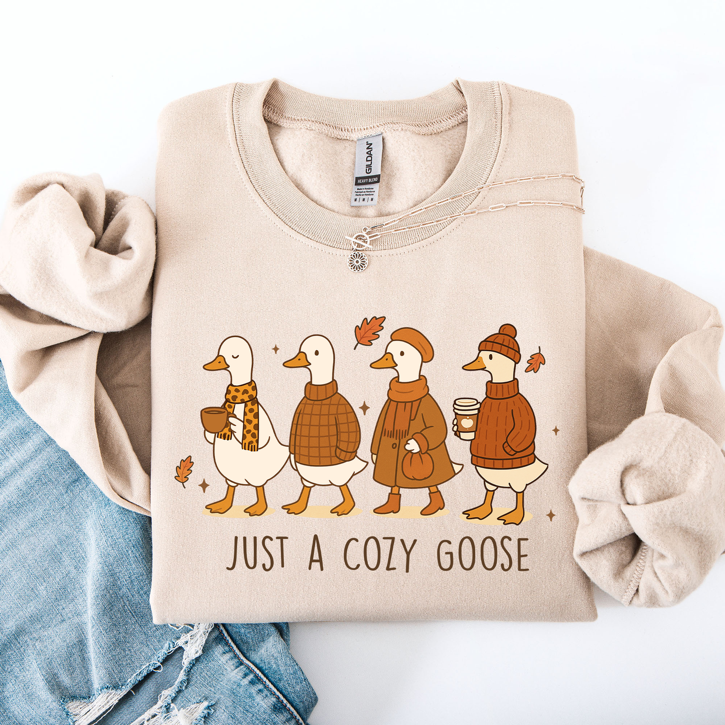 Just A Cozy Goose, Cute, Autumn, Fall, Pumpkin Spice Sweatshirt