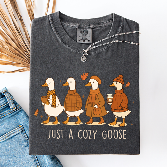 Just A Cozy Goose, Cute, Autumn, Fall, Pumpkin Spice, Comfort Colors T-Shirt