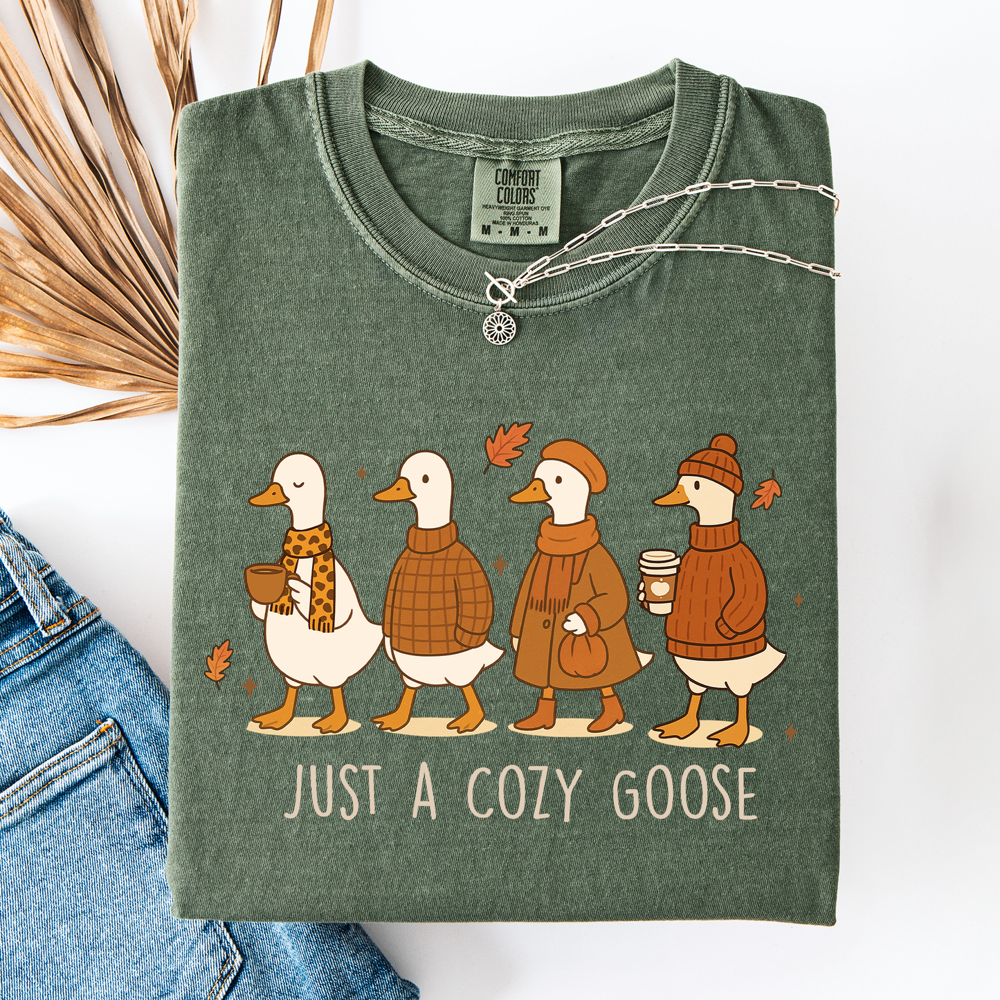 Just A Cozy Goose, Cute, Autumn, Fall, Pumpkin Spice, Comfort Colors T-Shirt