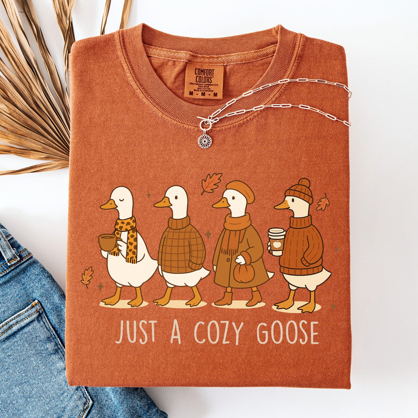Just A Cozy Goose, Cute, Autumn, Fall, Pumpkin Spice, Comfort Colors T-Shirt