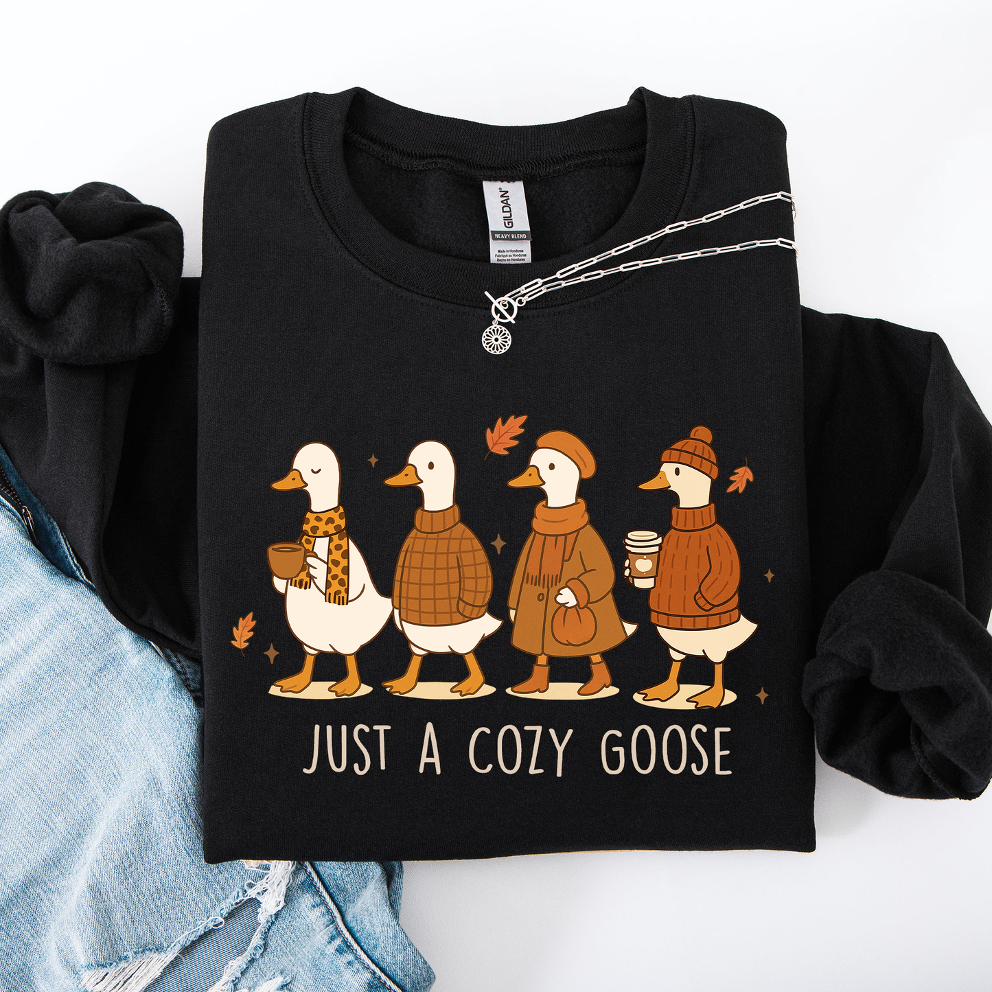 Just A Cozy Goose, Cute, Autumn, Fall, Pumpkin Spice Sweatshirt