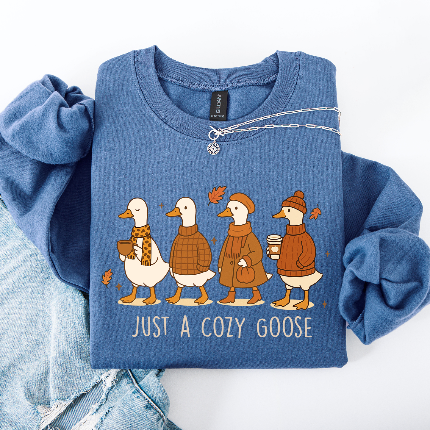 Just A Cozy Goose, Cute, Autumn, Fall, Pumpkin Spice Sweatshirt