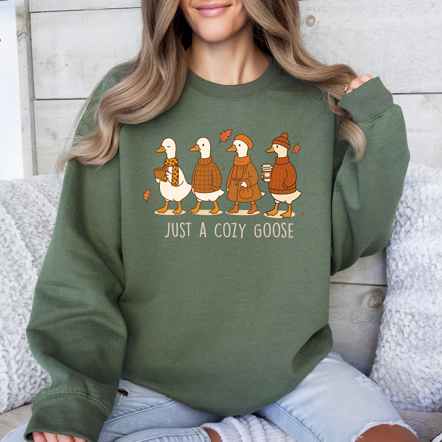 Just A Cozy Goose, Cute, Autumn, Fall, Pumpkin Spice Sweatshirt