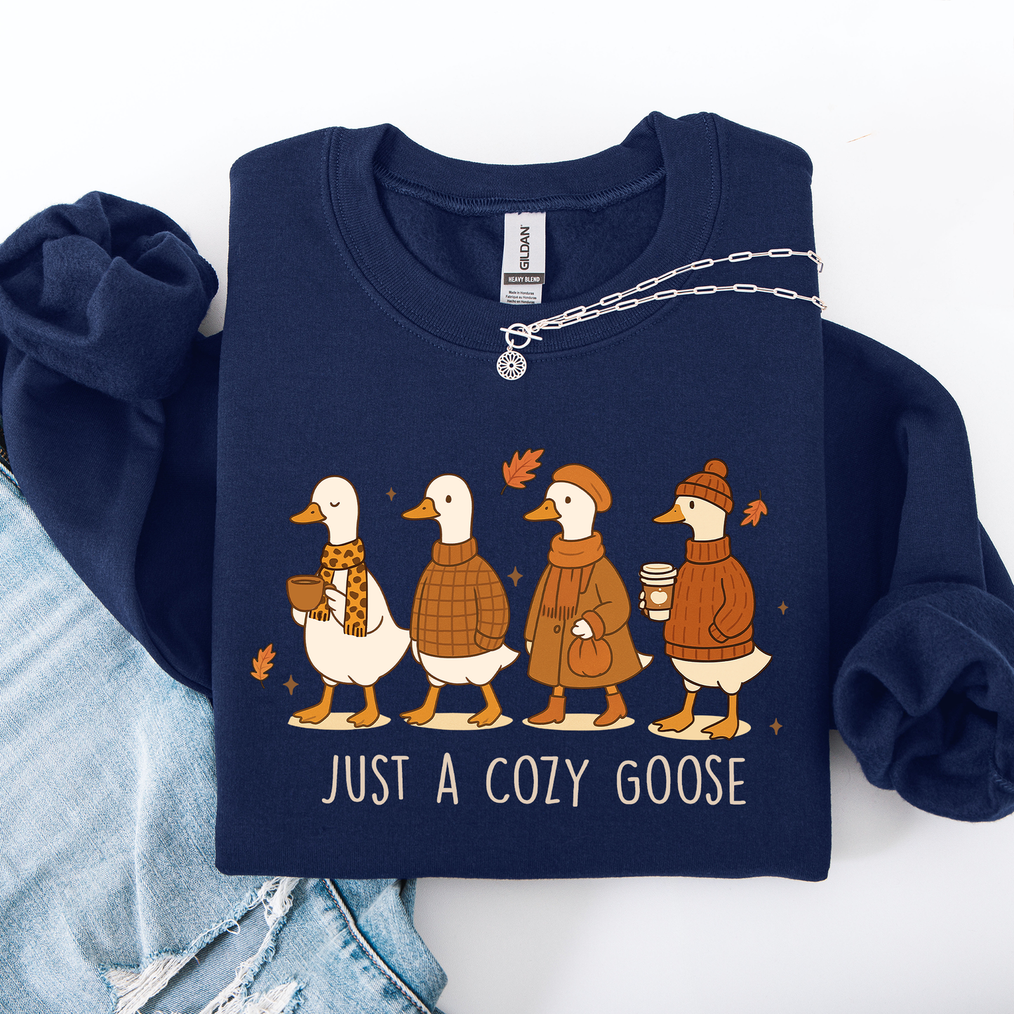 Just A Cozy Goose, Cute, Autumn, Fall, Pumpkin Spice Sweatshirt