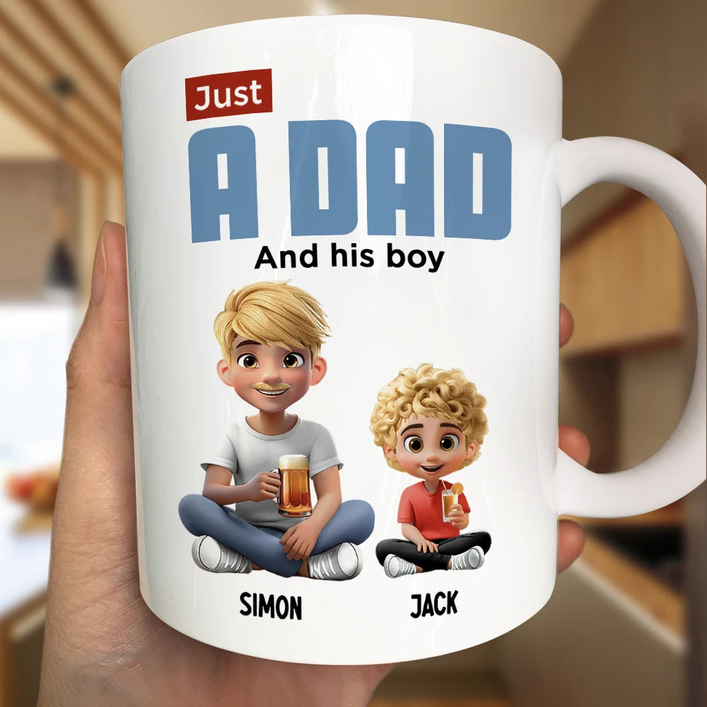 Just A Dad And His Girl 3D Cartoon - Personalized Custom Mug - Father's Day, Birthday Gift For Dad, Daddy