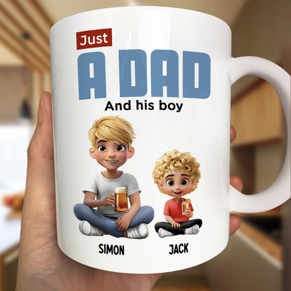 Just A Dad And His Girl 3D Cartoon - Personalized Custom Mug - Father's Day, Birthday Gift For Dad, Daddy